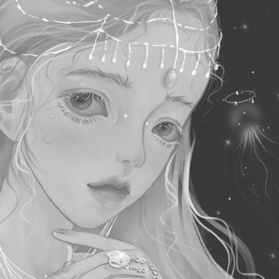 手绘头像女黑白