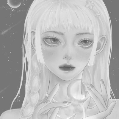 手绘头像女黑白