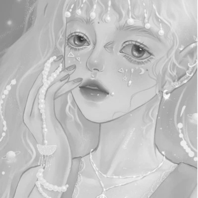 手绘头像女黑白