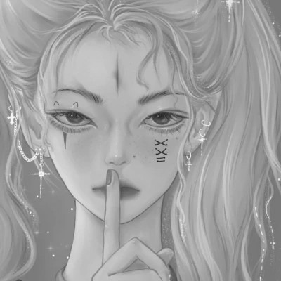 手绘头像女黑白