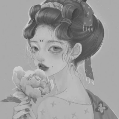 手绘头像女黑白