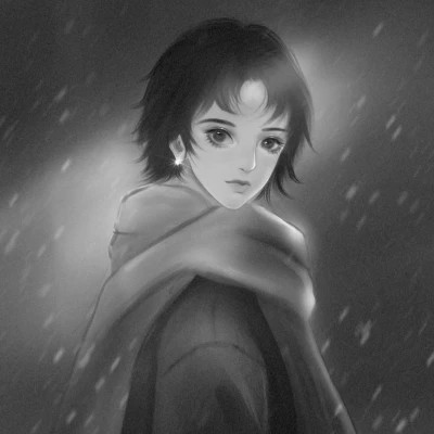 插画头像女生黑白简约