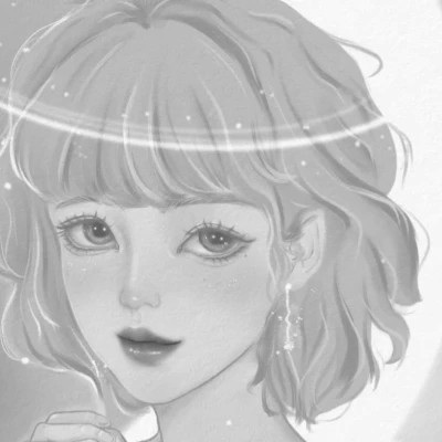 插画头像女生黑白简约
