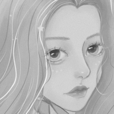 插画头像女生黑白简约