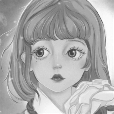 插画头像女生黑白简约
