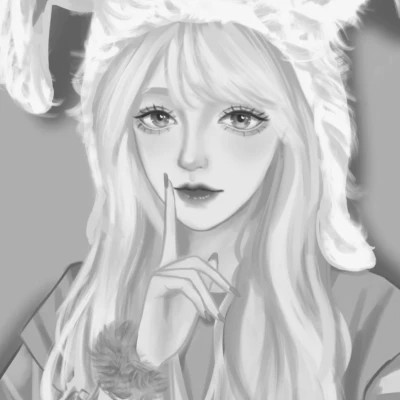 插画头像女生黑白简约