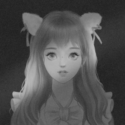 插画头像女生黑白简约