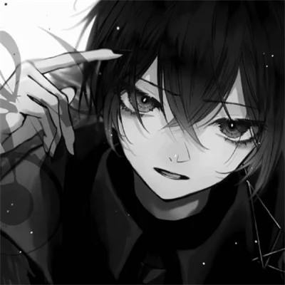 日系ins风漫画头像黑白男