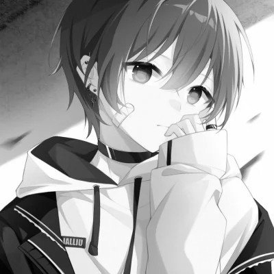 日系ins风漫画头像黑白男