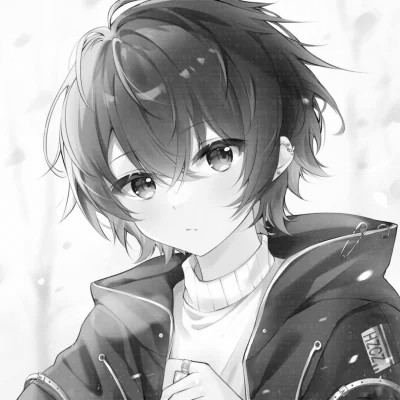 日系ins风漫画头像黑白男