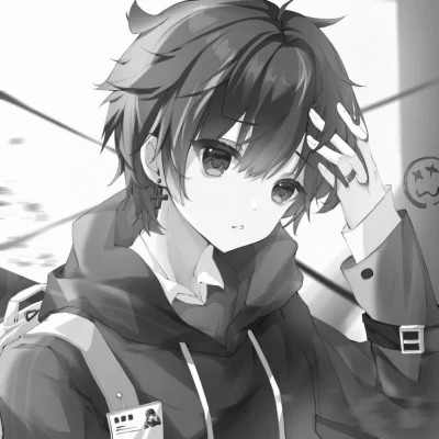 日系ins风漫画头像黑白男