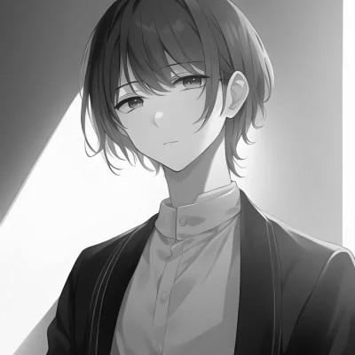 日系ins风漫画头像黑白男