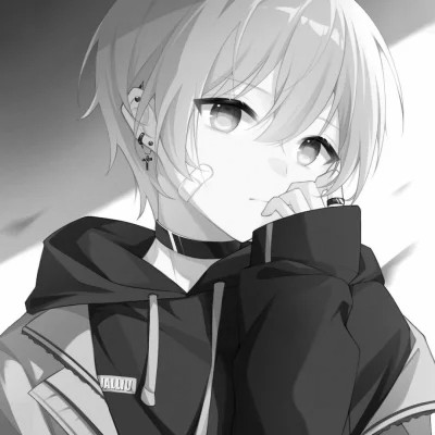 日系ins风漫画头像黑白男