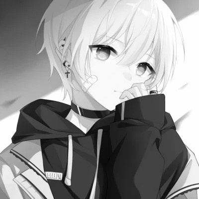 日系ins风漫画头像黑白男