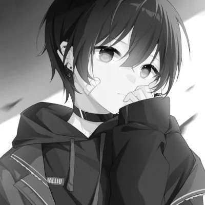 日系ins风漫画头像黑白男