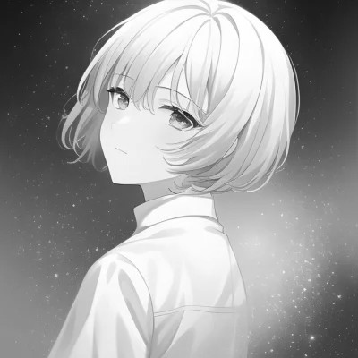 日系ins风漫画头像黑白男