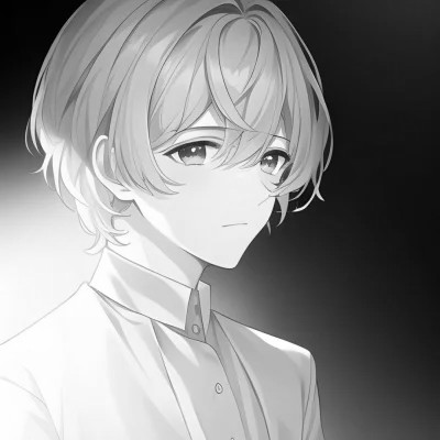 日系ins风漫画头像黑白男