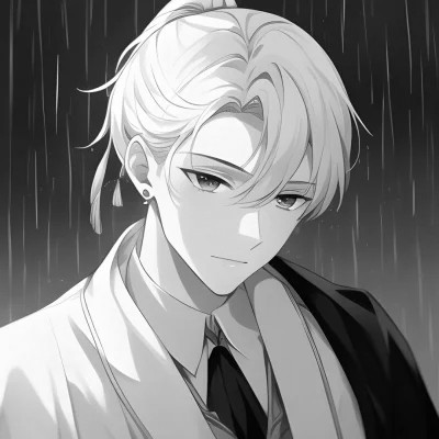 日系ins风漫画头像黑白男