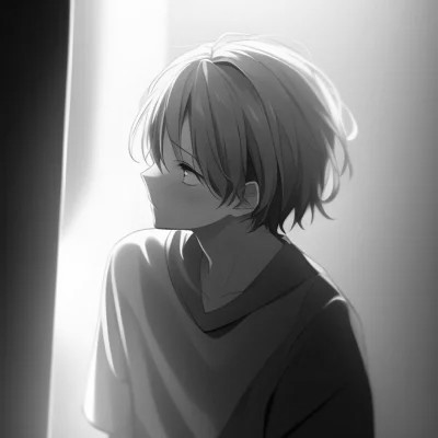 日系ins风漫画头像黑白男