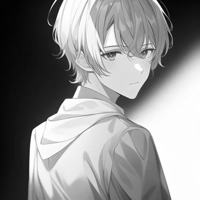 日系ins风漫画头像黑白男