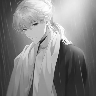 日系ins风漫画头像黑白男