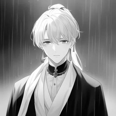 日系ins风漫画头像黑白男