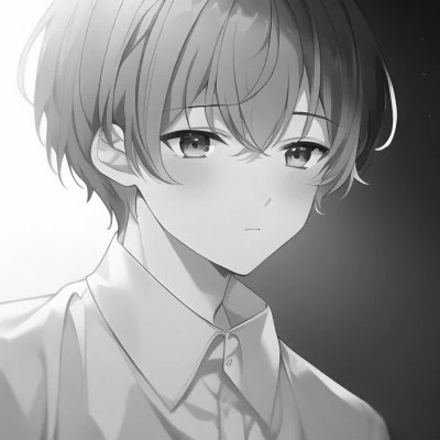 日系ins风漫画头像黑白男