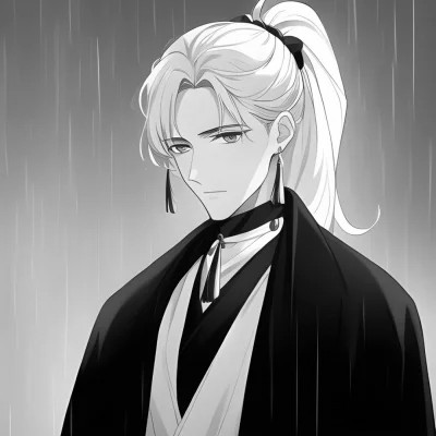 日系ins风漫画头像黑白男