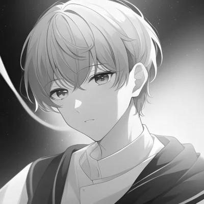 日系ins风漫画头像黑白男