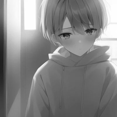 日系ins风漫画头像黑白男