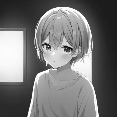 日系ins风漫画头像黑白男