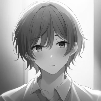 日系ins风漫画头像黑白男
