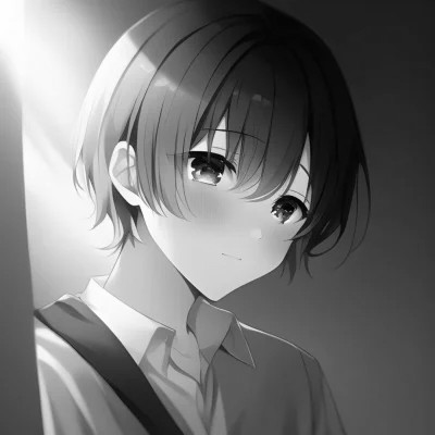 日系ins风漫画头像黑白男