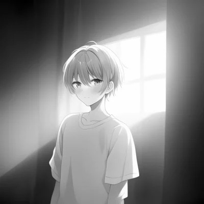 日系ins风漫画头像黑白男