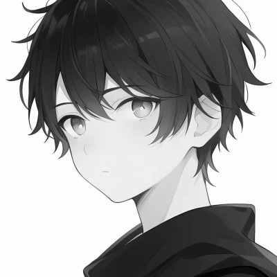 日系ins风漫画头像黑白男