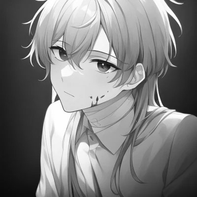 日系ins风漫画头像黑白男