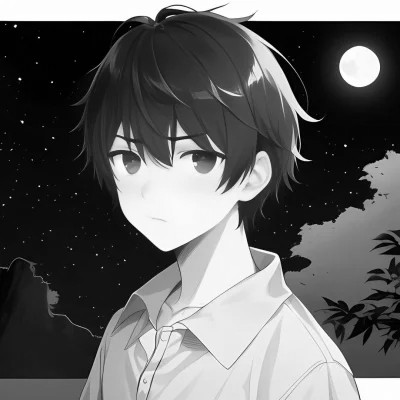 日系ins风漫画头像黑白男