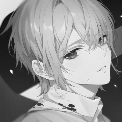 日系ins风漫画头像黑白男
