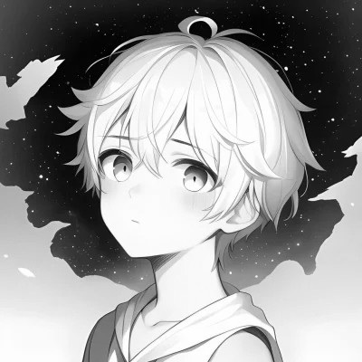 日系ins风漫画头像黑白男