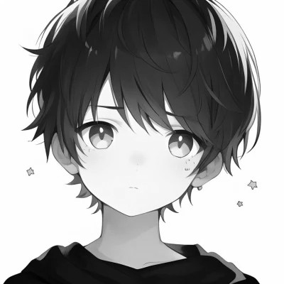 日系ins风漫画头像黑白男