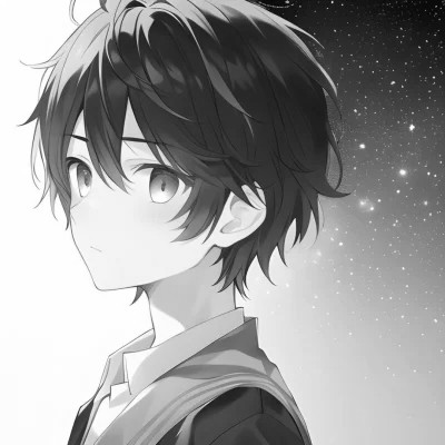 日系ins风漫画头像黑白男