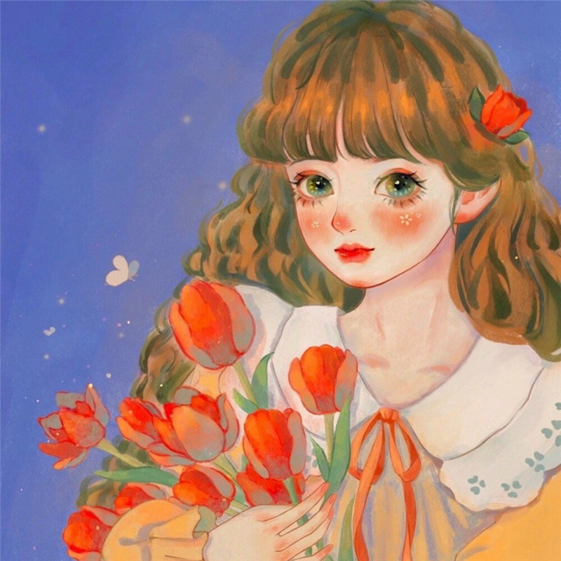 动漫女生水彩头像插画图片