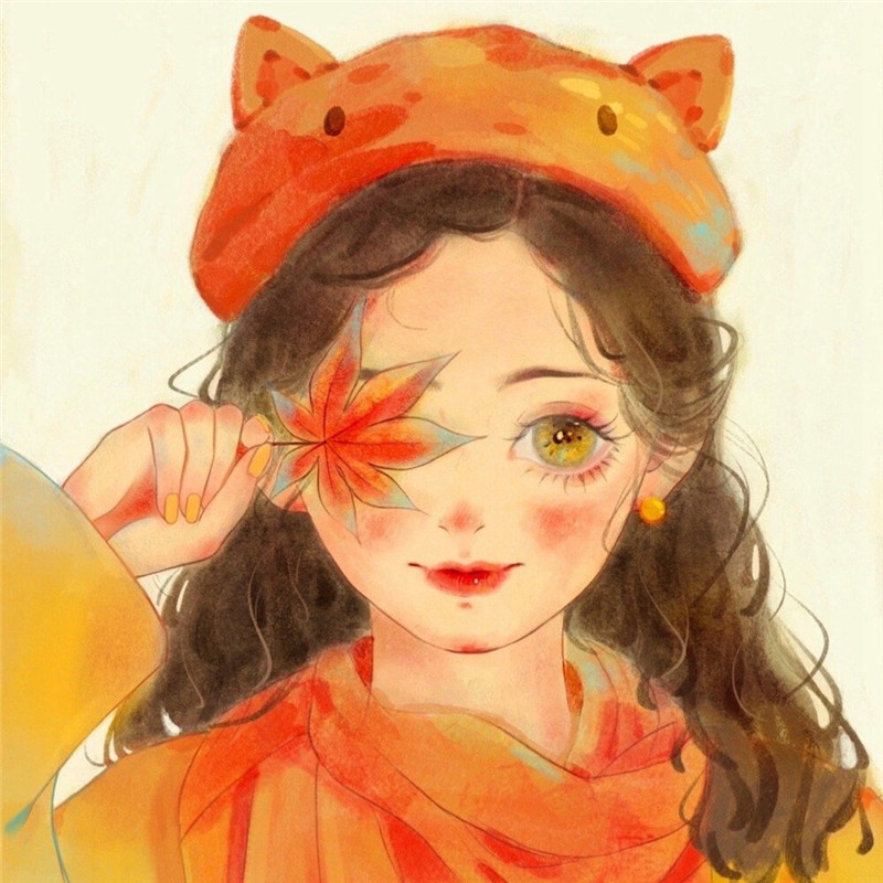 动漫女生水彩头像插画图片