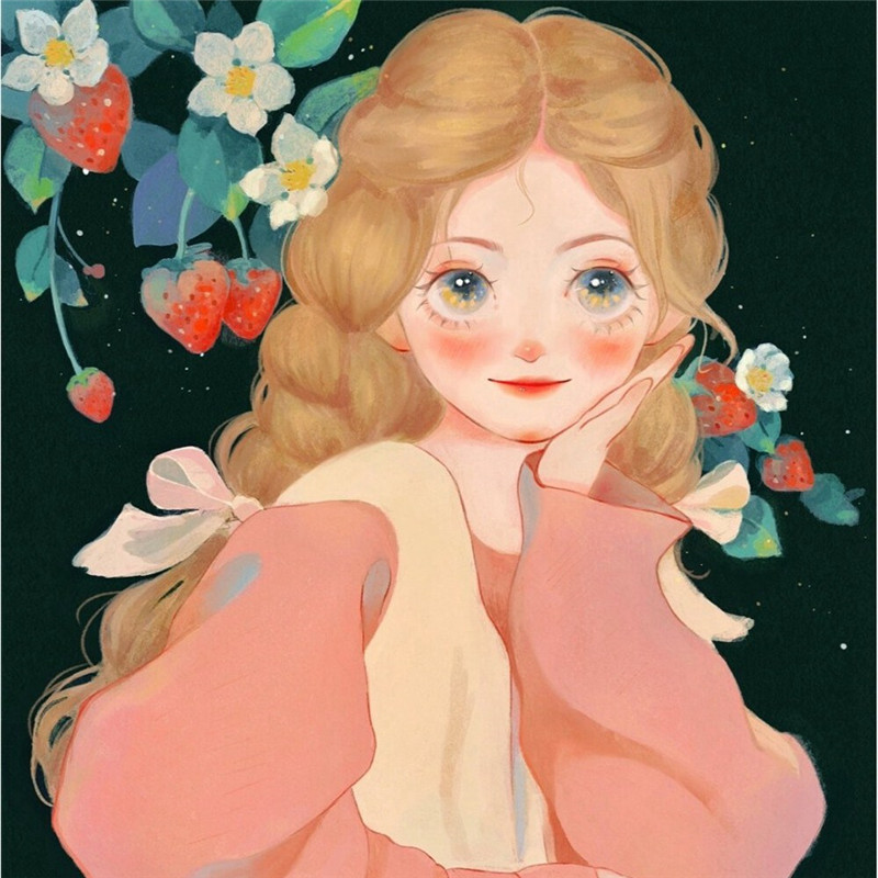 动漫女生水彩头像插画图片