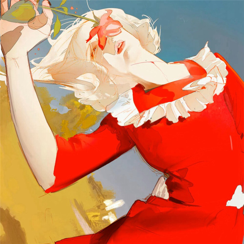 动漫女生水彩头像插画图片