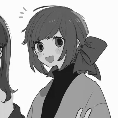 黑白动漫女闺蜜头像