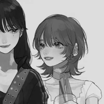 黑白动漫女闺蜜头像