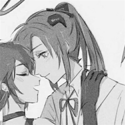 二人闺蜜头像动漫黑白女生图片