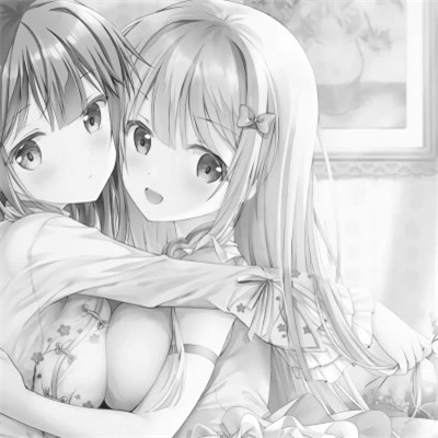 二人闺蜜头像动漫黑白女生图片