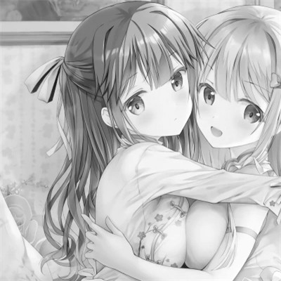 二人闺蜜头像动漫黑白女生图片
